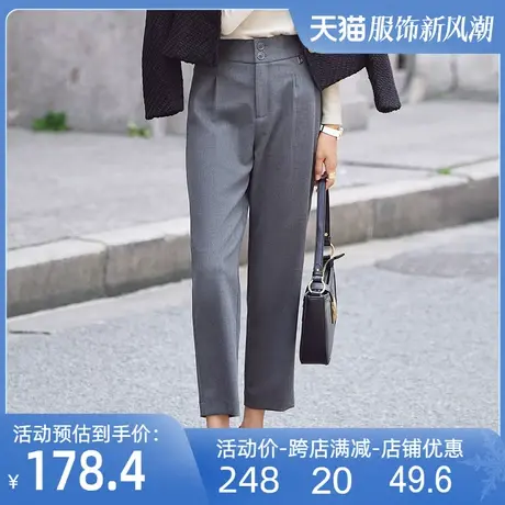 休闲小直筒西装裤2024春季新款时尚高腰职业裤百搭气质九分裤显瘦商品大图