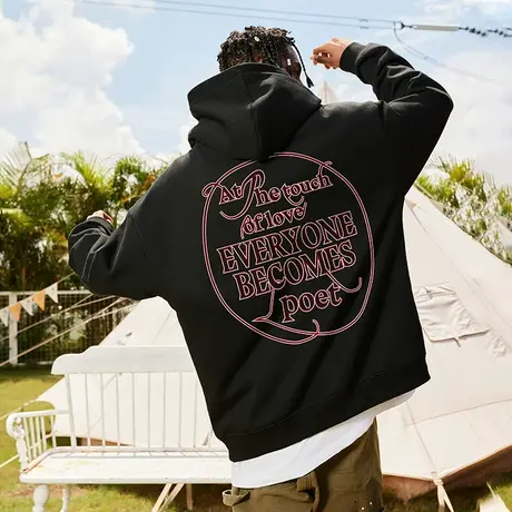 Nuthink美式宽松420g重磅字母连帽卫衣男潮牌加绒加厚外套春季潮商品大图