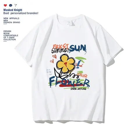 夏季潮牌美式涂鸦印花短袖t恤男纯棉圆领宽松休闲半袖体恤上衣商品大图