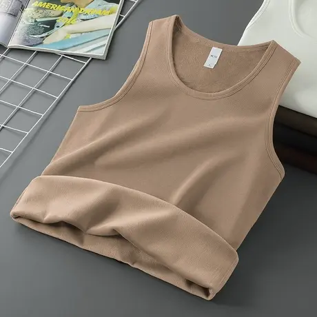 男士背心2024新款冬季内穿保暖加绒加厚无袖t恤运动坎肩打底马甲商品大图