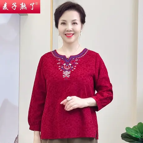妈妈秋装2022新款洋气长袖衬衫打底中老年人女装春小衫外套上衣服商品大图
