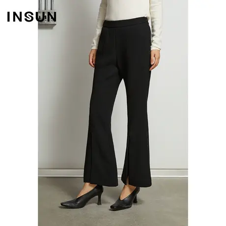 INSUN恩裳奥莱冬季羊毛开叉微喇休闲裤图片