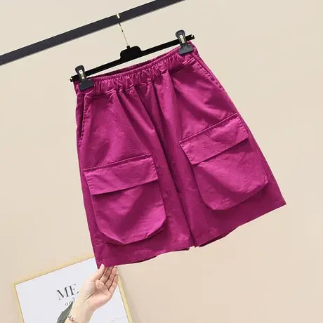 欧货2023夏季新款韩版短裤女大码宽松高腰直筒休闲百搭阔腿裤时尚商品大图