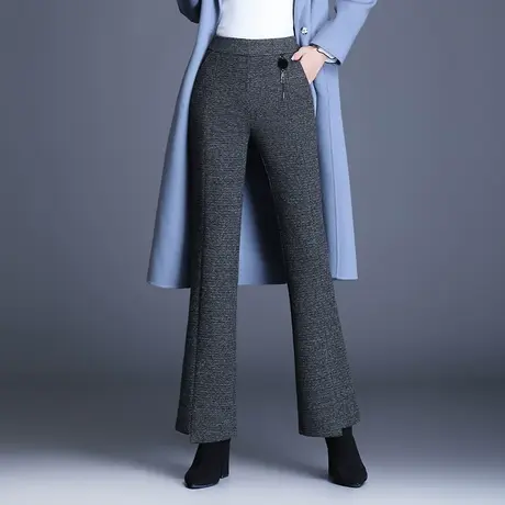 羊毛呢微喇裤女2023年秋冬新款高腰时尚百搭休闲裤修身显瘦长裤子商品大图