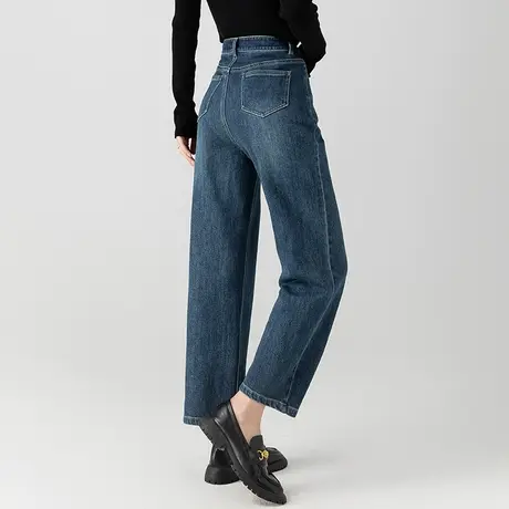 高腰直筒牛仔裤女2024新款春秋显瘦裤子女窄版阔腿裤烟管裤九分裤商品大图