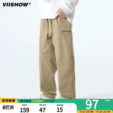 VIISHOW春秋新款直筒宽松工装束脚卫裤男士潮牌百搭运动休闲长裤商品大图