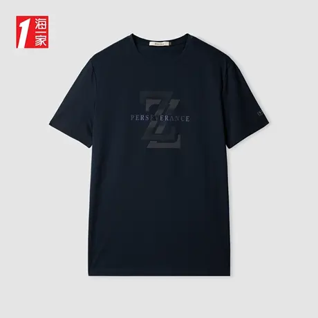 海一家时尚印花字母短T夏季简约休闲舒适圆领短袖T恤男商品大图