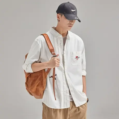 Modi Nick/摩帝尼克重磅水洗男士衬衫潮牌刺绣工艺休闲宽松男外套商品大图