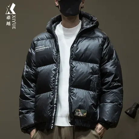 新国标90鸭绒连帽羽绒服男士冬季新款宽松大码潮牌保暖面包服外套商品大图