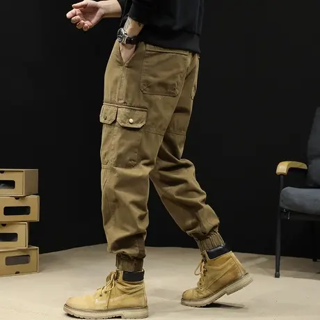美式复古工装裤男士春季2024新款潮牌束脚男裤大码春秋休闲裤子商品大图