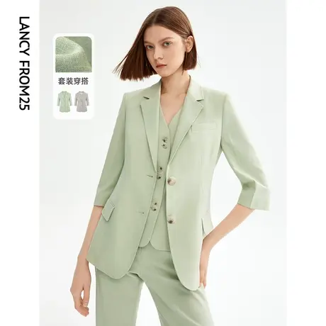 朗姿法式气质修身通勤职业工作西装外套2023年夏季新款西服上衣女图片