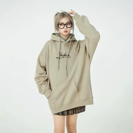 YEP美式复古连帽卫衣女春秋2024年新款宽松oversize外套上衣商品大图