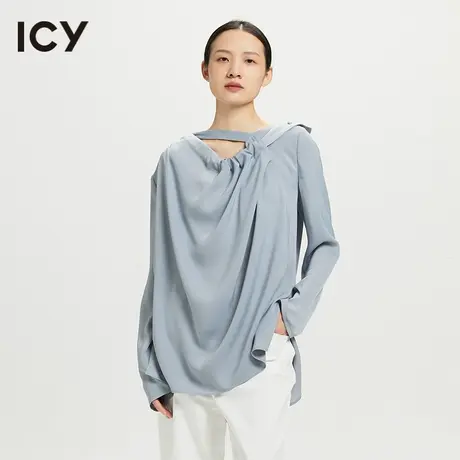 icy2023春季新款时髦灵动交叉镂空宽松侧开衩小衫【梦会停设计】商品大图