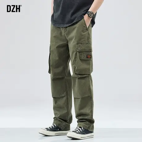 男士军绿色工装裤男直筒宽松春季纯棉裤子男款美式高街2024年新款商品大图