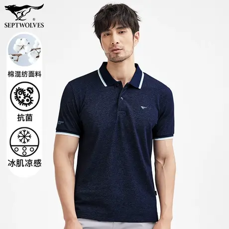 七匹狼狼族生活短袖套头翻领POLO衫男士青年夏季抗皱免烫舒适上衣商品大图