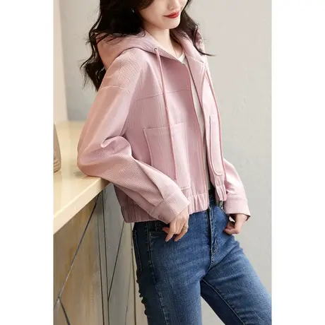 时尚休闲气质上衣外套2023年春季新款淑女宽松显瘦百搭连帽上衣商品大图