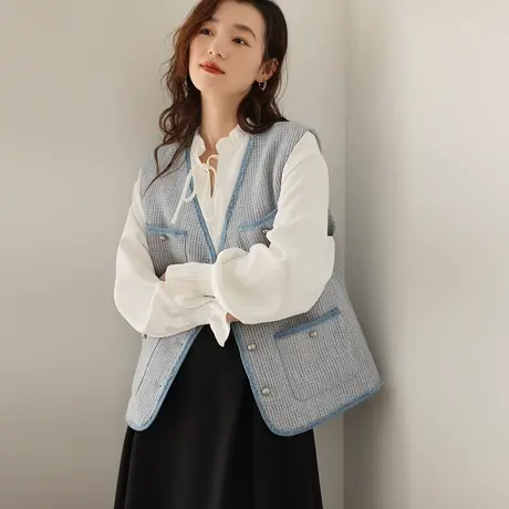 2023春季新款小香风马甲今年流行马夹叠穿小坎肩设计感小众商品大图