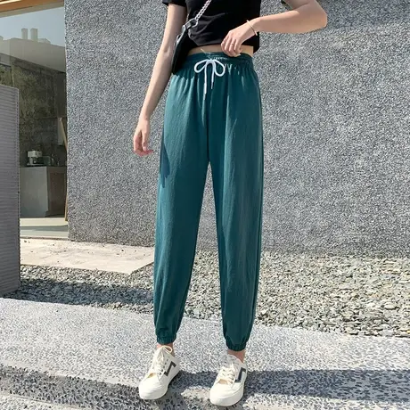 冰丝运动裤女2022新款夏季薄款宽松束脚休闲裤九分灯笼防蚊裤高腰图片