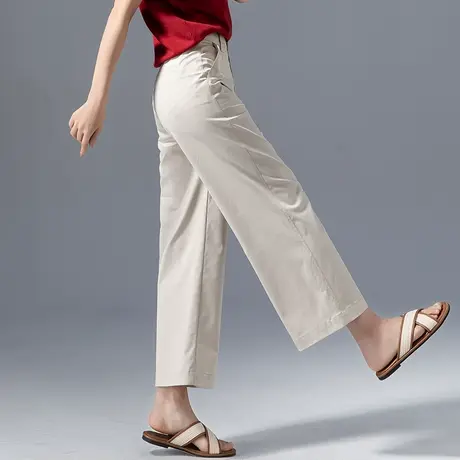 窄版冰丝阔腿裤女2023新款夏季薄款休闲九分裤高腰直筒裤天丝裤子图片