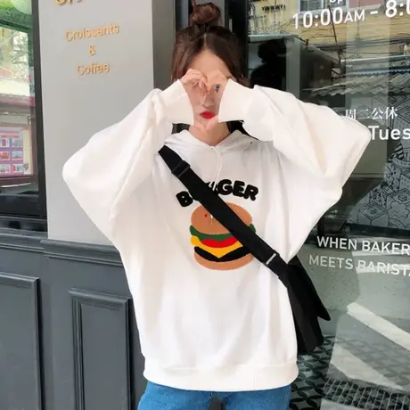 waitmore超火cec卫衣女春秋薄款ins韩版宽松bf慵懒风连帽chic外套商品大图