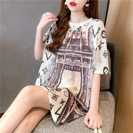 短袖t恤女夏季韩版宽松大码女装中长款百搭学生休闲速干上衣服潮商品大图