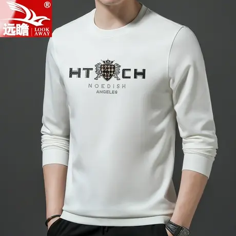 卫衣男秋季圆领白色打底衫休闲上衣韩版春秋款潮流男士长袖t体恤商品大图