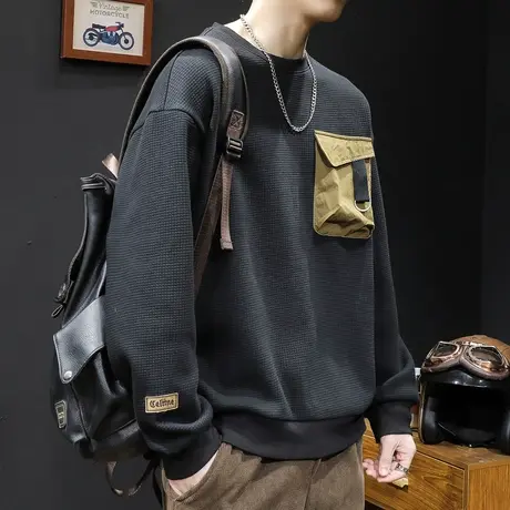 卫衣男春秋潮牌男款秋季2023新款男士加肥加大码上衣长袖美式口袋商品大图