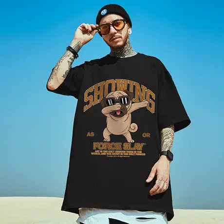 oversize美式潮牌胖子男装大码宽松加肥加大短袖T恤半袖情侣夏季商品大图