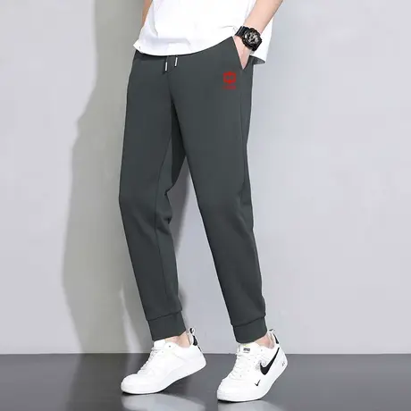 休闲长裤子男春夏季中国潮流百搭灰色运动裤小脚束脚抽绳九分卫裤商品大图