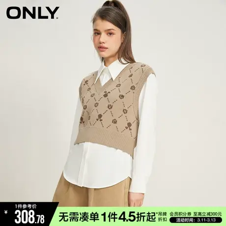 ONLY冬季新款针织学院风马甲套装长袖衬衫女|123105016商品大图