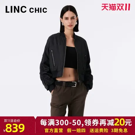 LINCCHIC金羽杰羽绒服女2023年秋新款刺绣时髦夹克外套Y23801009商品大图