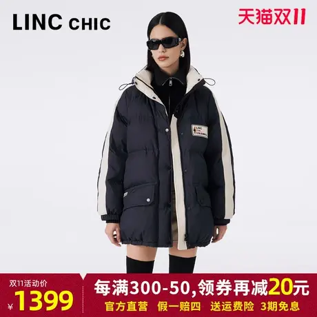 LINCCHIC金羽杰羽绒服女2023秋冬新品防雨雪加厚连帽中长款面包服商品大图
