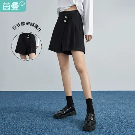 【商场同款】茵曼显瘦阔腿牛仔短裤女士2023春季新款宽松别致裤子图片