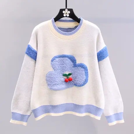 日系小清新软糯毛衣女秋冬2023年新款宽松学院风甜美洋气针织上衣图片