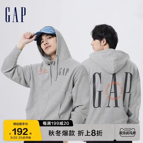 Gap男女装LOGO法式圈织软卫衣809003 秋季户外情侣拉链开衫外套图片