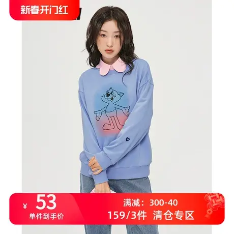 TOYOUTH初语新款卫衣女秋季双色晕染趣味图案宽松舒适上衣商品大图