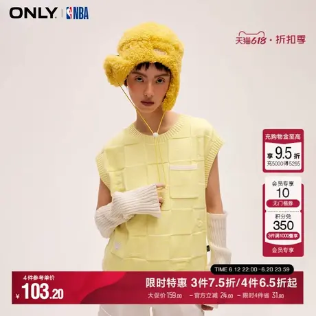 ONLY秋季NBA联名款百搭格纹无袖撞色针织衫女|124124007商品大图