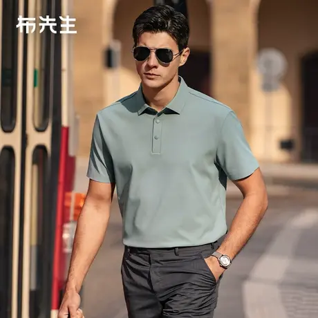 MrBu布先生运动衬衫领纯色T恤男2025春夏凉爽速干按扣短袖AT16090商品大图
