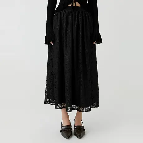 MOUSSY 夏季新品日系田园风优雅长款蕾丝半身裙028HSZ30-0471图片