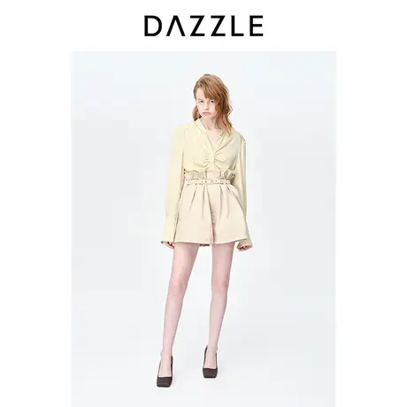 DAZZLE地素奥莱23春季新款时髦简约花苞腰缎面A字宽松休闲裤短裤图片
