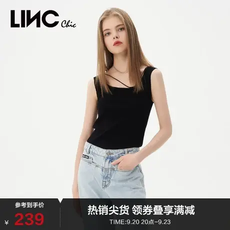 LINCCHIC金羽杰吊带背心2023新款女方领修身针织背心女S231SW164Y商品大图