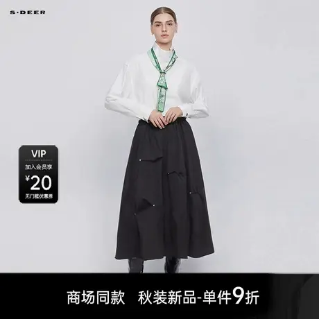 【商场同款】sdeer圣迪奥个性高腰松紧不规则A字半身裙S25381119图片