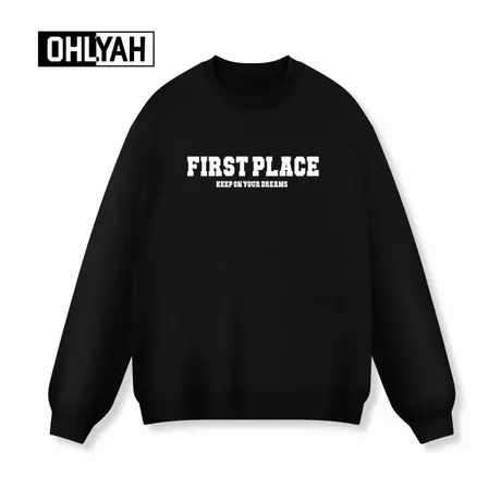 Ohlyah品牌大码潮流字母印花圆领卫衣男女中性风休闲百搭长袖上衣商品大图