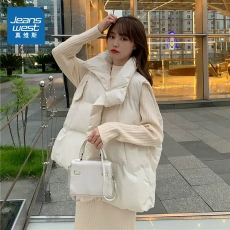 LY真维斯女装宽松保暖立领棉服马甲2025冬新品显瘦背心棉袄外套商品大图