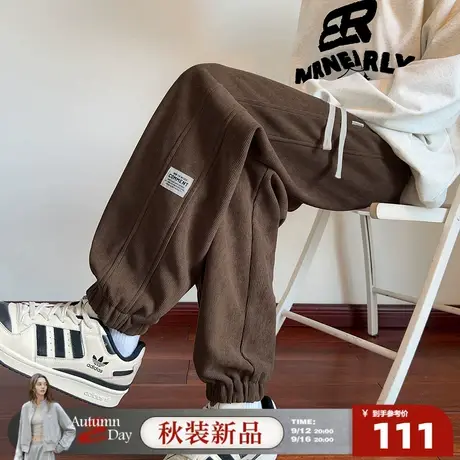 唐狮2025秋冬季休闲长裤男梭织简约设计束脚裤宽松显瘦美拉德男裤商品大图