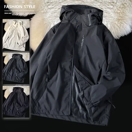 NASA联名防水冲锋衣男款春秋季连帽宽松夹克户外上衣机能美式外套商品大图