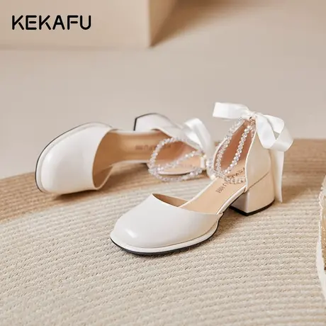 珂卡芙浅口配裙子单鞋女2023新款夏季包头法式高跟鞋凉鞋气质名媛图片