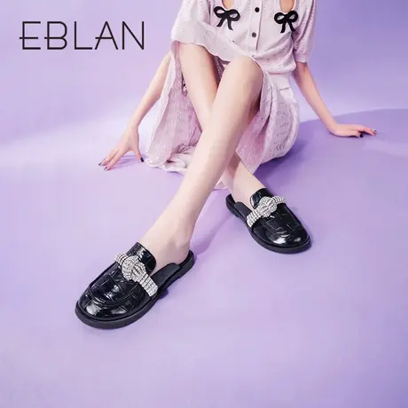 伊伴女鞋春夏新款时尚低跟单鞋半拖鞋穆勒鞋外穿包头凉拖鞋女商品大图