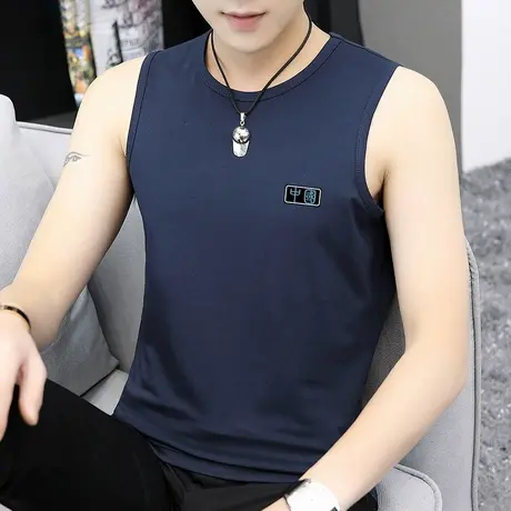 莫代尔无袖t恤男士背心夏季薄款篮球健身中国潮流汗衫运动坎肩男商品大图