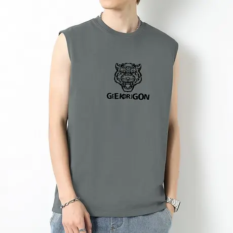 230g重磅纯棉背心男夏季健身运动篮球跨栏液氨长绒棉坎肩无袖t恤商品大图